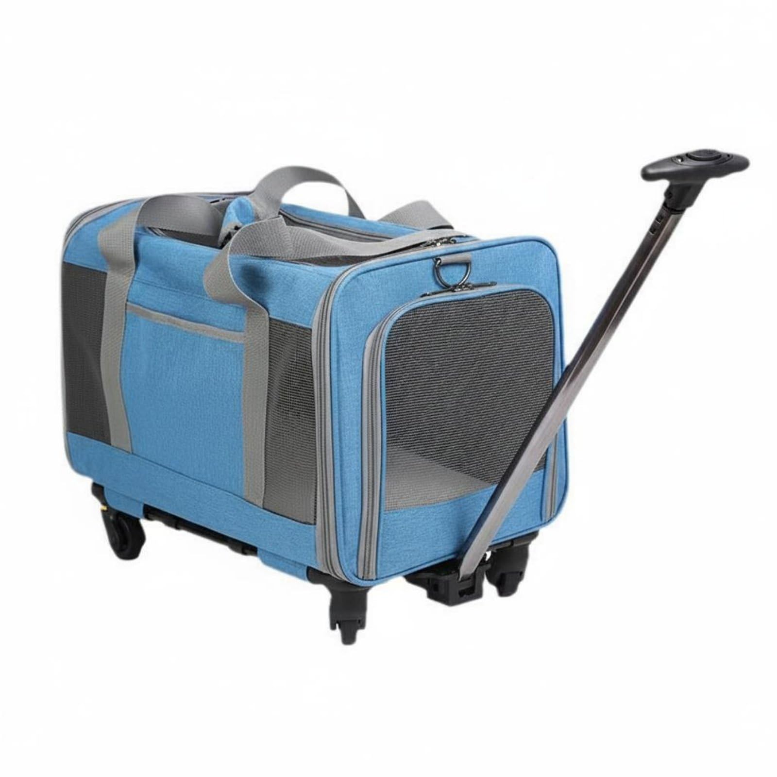 rockible Borsa Trasportino con Ruote Grande Capacità Traspirante per Viaggio, Spostamenti, Campeggio, Blu, 48 32 40CM