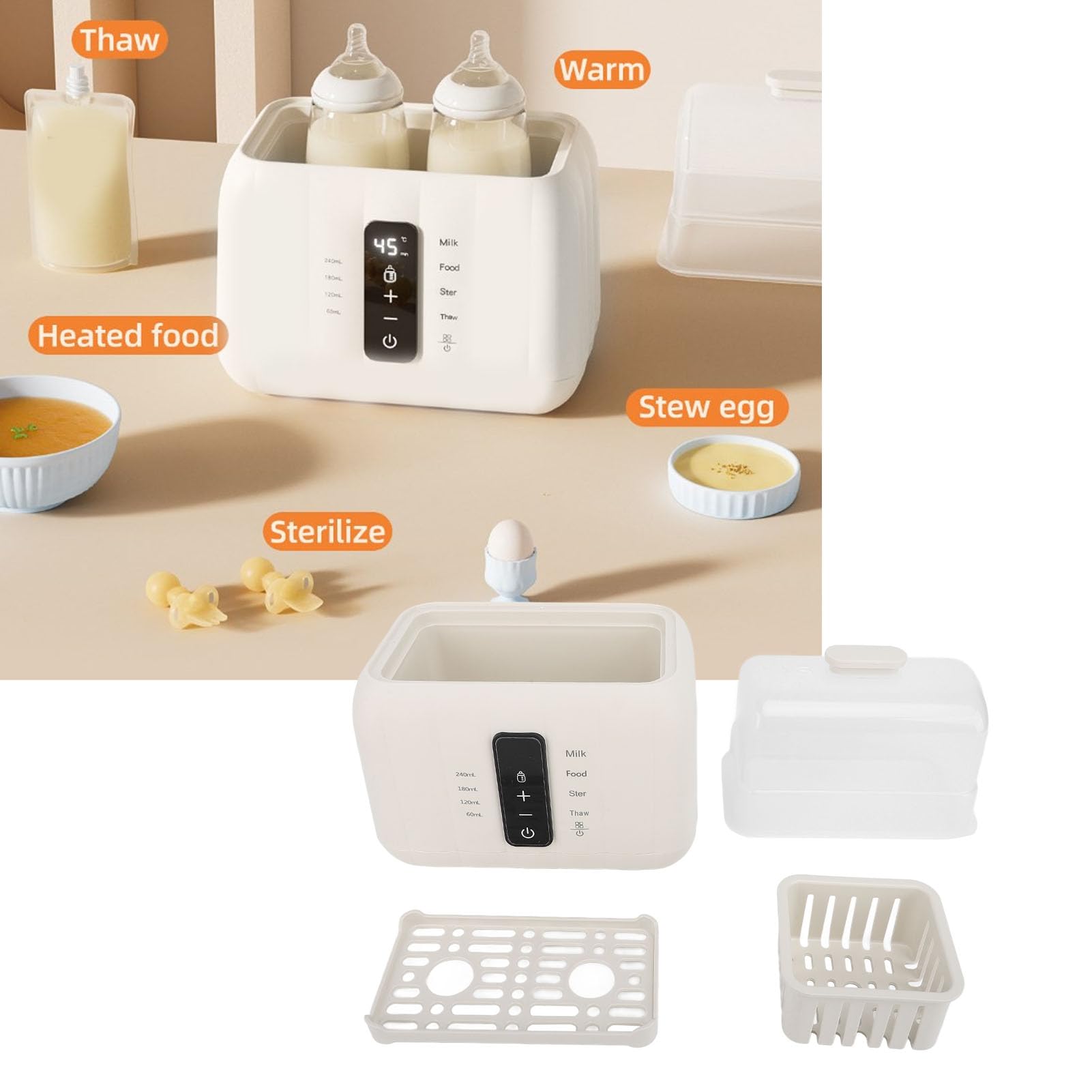 TOPINCN Calentador Rápido de Biberones Doble Calentador de Leche, Apagado Automático, Descongelación, Temporizador Calentador Rápido de Biberones para Leche Materna con Control de
