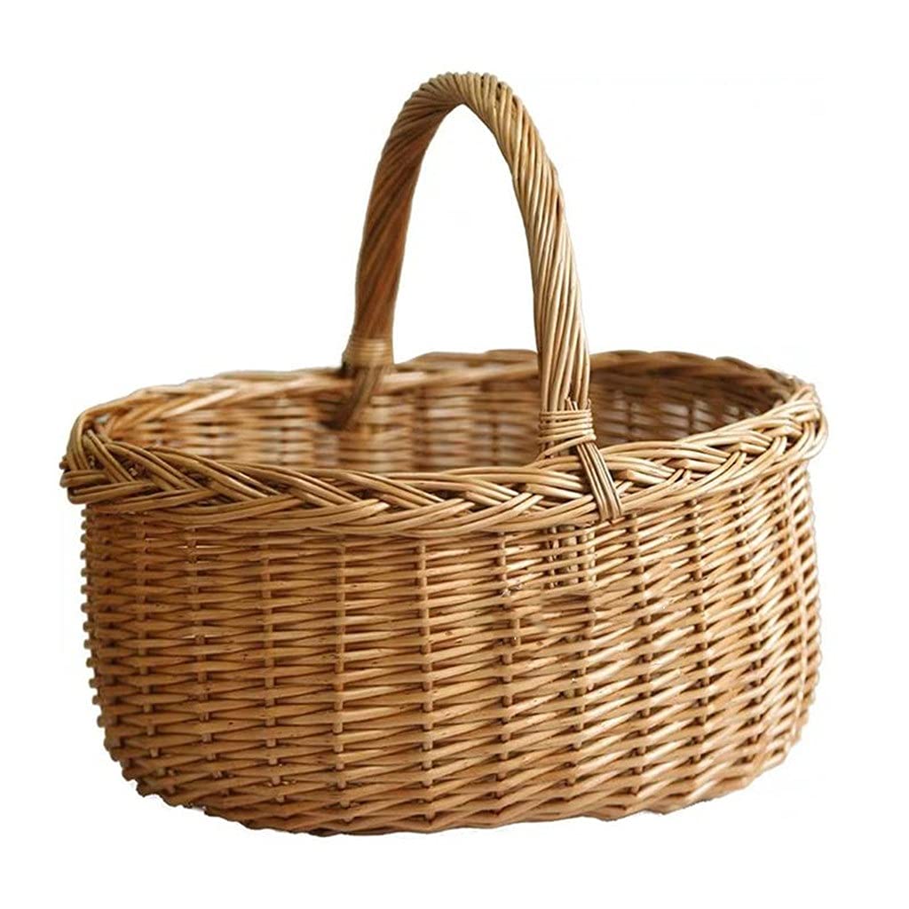 1Pc Creative Tote Basket Picnic Basket Weaving Basket Willow Weaving Basket Portable Outdoor Fruit Storage Holder