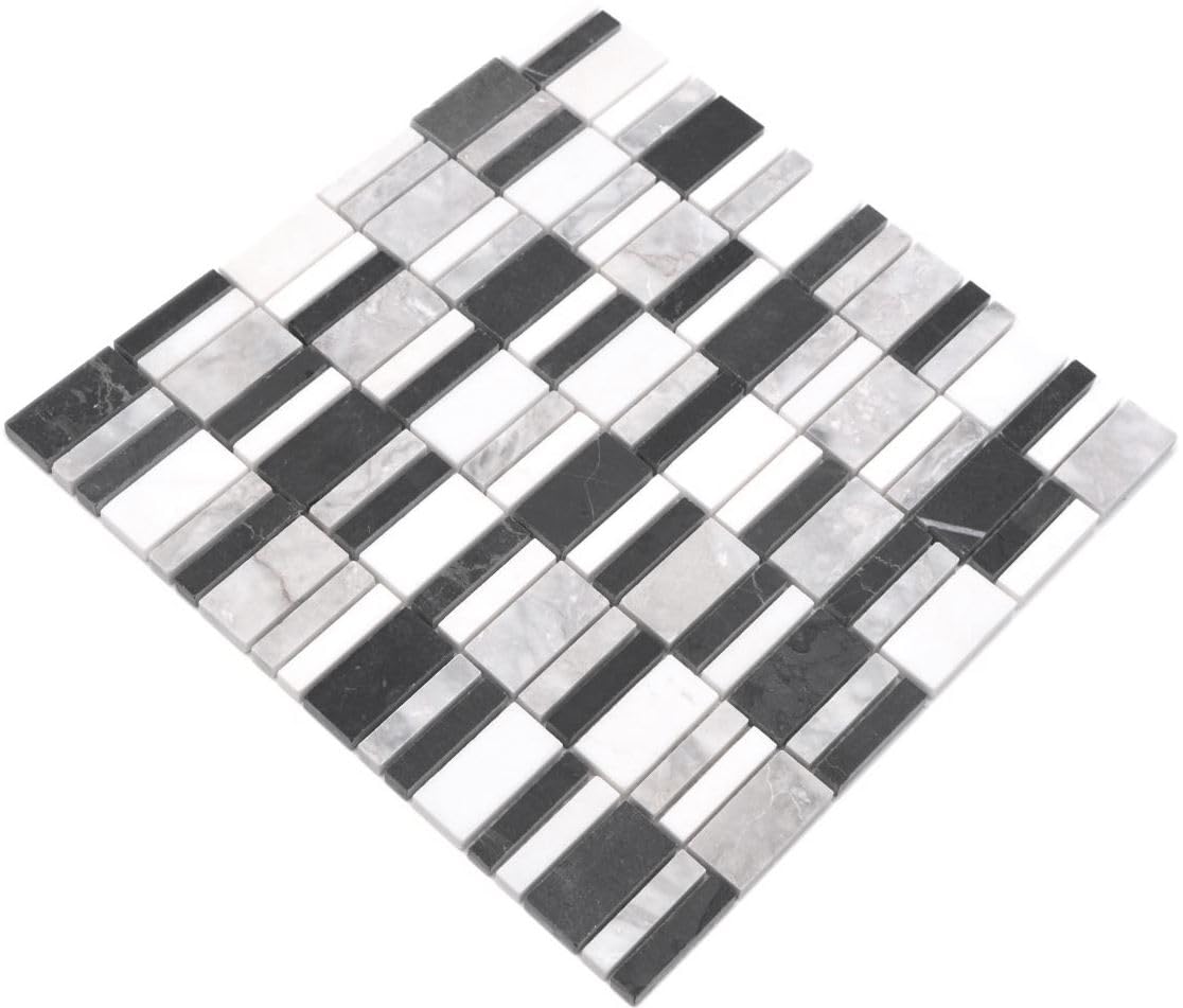 Mosaïque carreau céramique beige bouton noir non vitré 10-0113-R10_b | 1 plaque