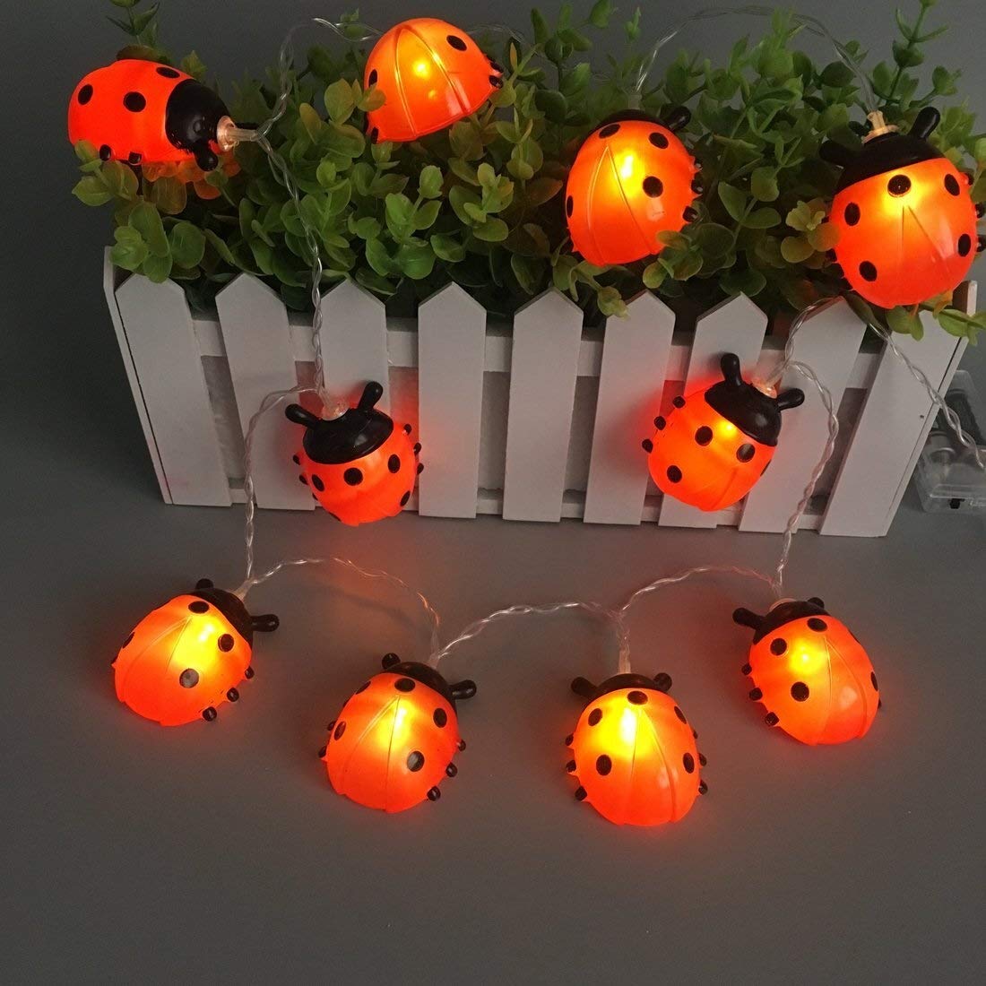 Sequential USB/Battery Operated Ladybugs Led String Lights Outdoor Garden Night Lights Christmas Holiday Twinkling (Emitting Color : Warm White, Style : USB powered)