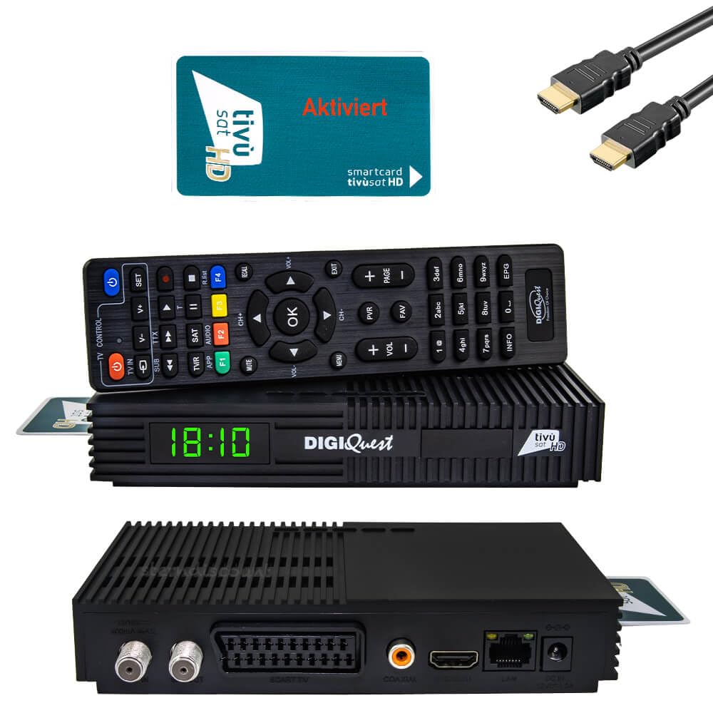 DigiQuest TI9 Tivusat HD Satelliten-Receiver Full HD 1080p 13°E 19.2°E