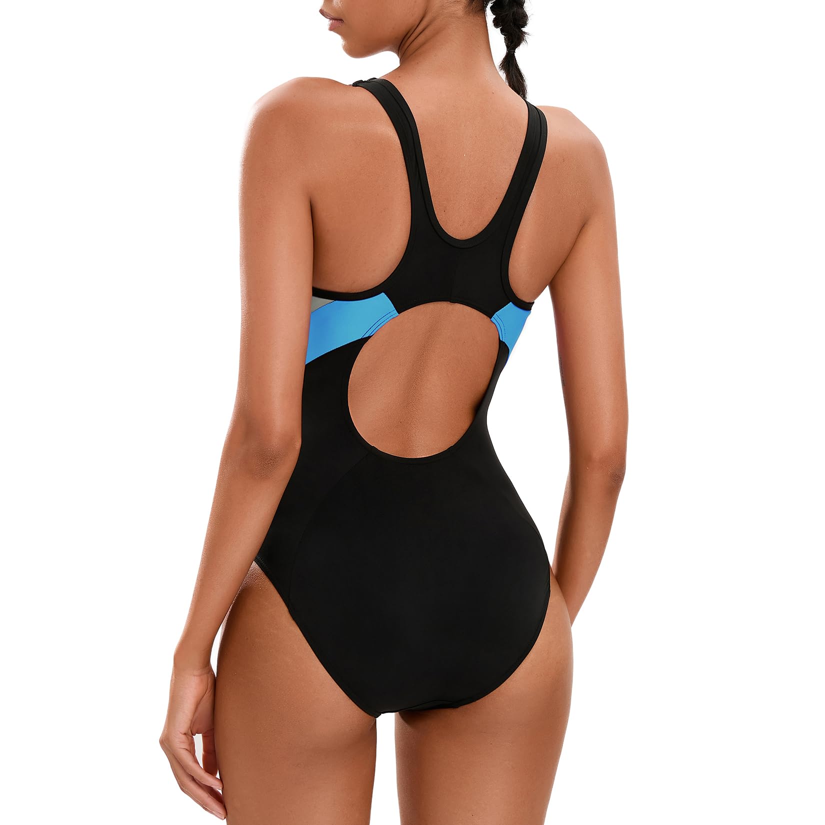 Veranobreeze Costume da Bagno da Donna Costume da Bagno di Un Pezzo Nero Atletico Costume da Bagno Modesto