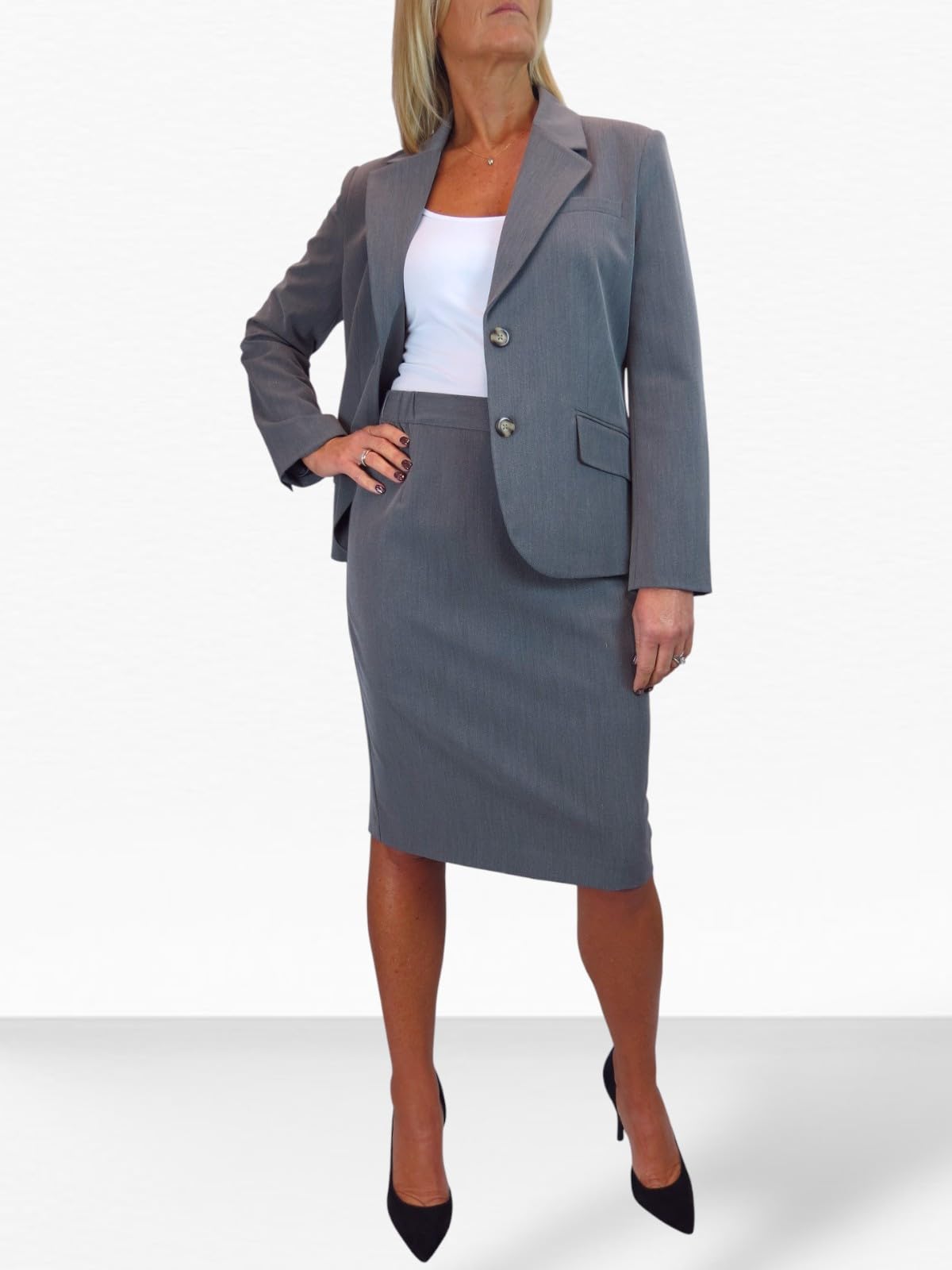 Ensemble Veste Et Jupe Deux Pièces pour Femme, Entièrement Doublé, Lavable, Idéal pour Les Soirées, Le Bureau Et Les Affaires