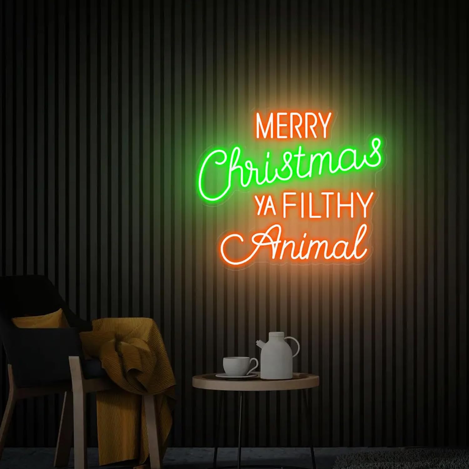 Merry Christmas Ya Filthy Animal Neon Sign, Christmas Led Light Sign, Custom Neon Sign, Christmas Decor, Room Party Decor, Neon Bar Sign