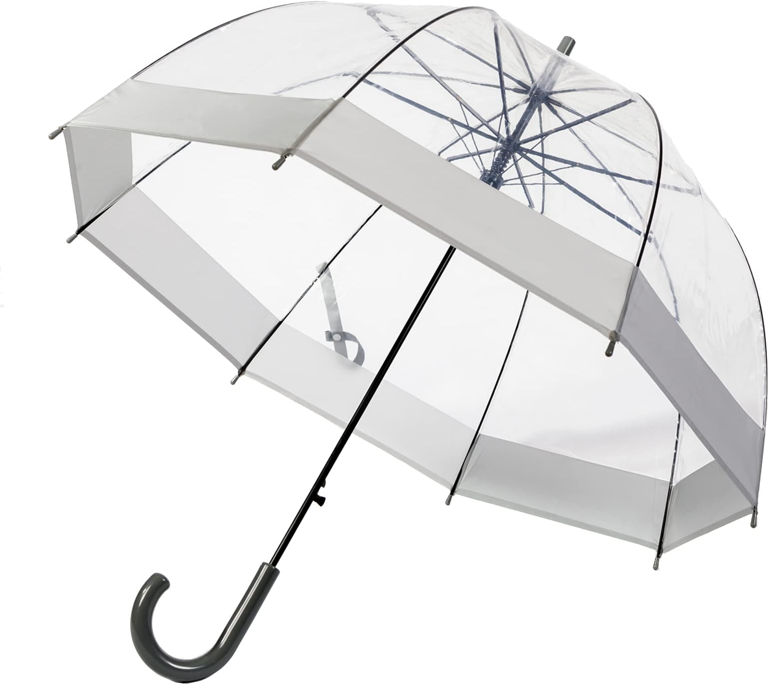 ThreeHClear Bubble Umbrella Easy Grip Handle Sturdy Plastic Transparent Dome 8 Ribs Auto Open Stick Rain Umbrella