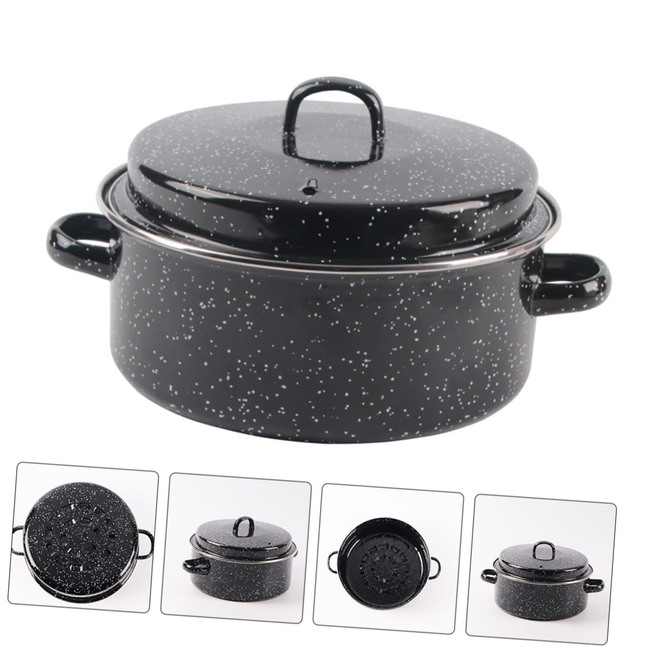 TOPBATHY Olla de Cocina Sarten Asar Castañas Rostizador para Patatas y Carne de Acero Inoxidable para Uso Doméstico
