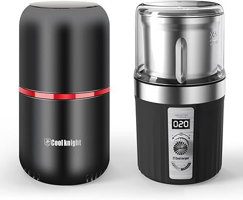 COOL KNIGHT Molinillo de especias de hierbas y molinillo de café ajustable gran capacidadrápidoeléctrico Molinillo de especias de hierbas ideal para