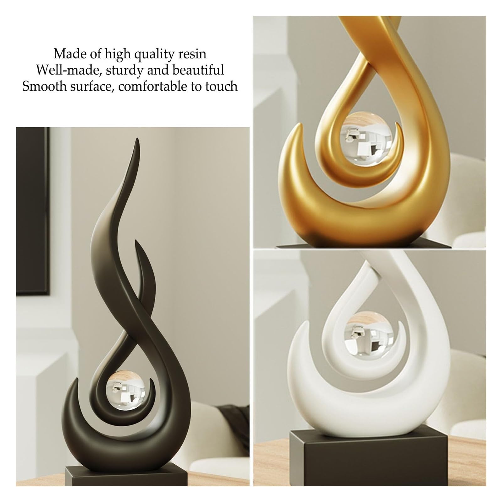 Regalos para Mujeres Escultura Moderna decoración Estatua esculturas Arte Abstracto Figuras Pieza Central for el hogar Decoración para estanterías(Medium White)