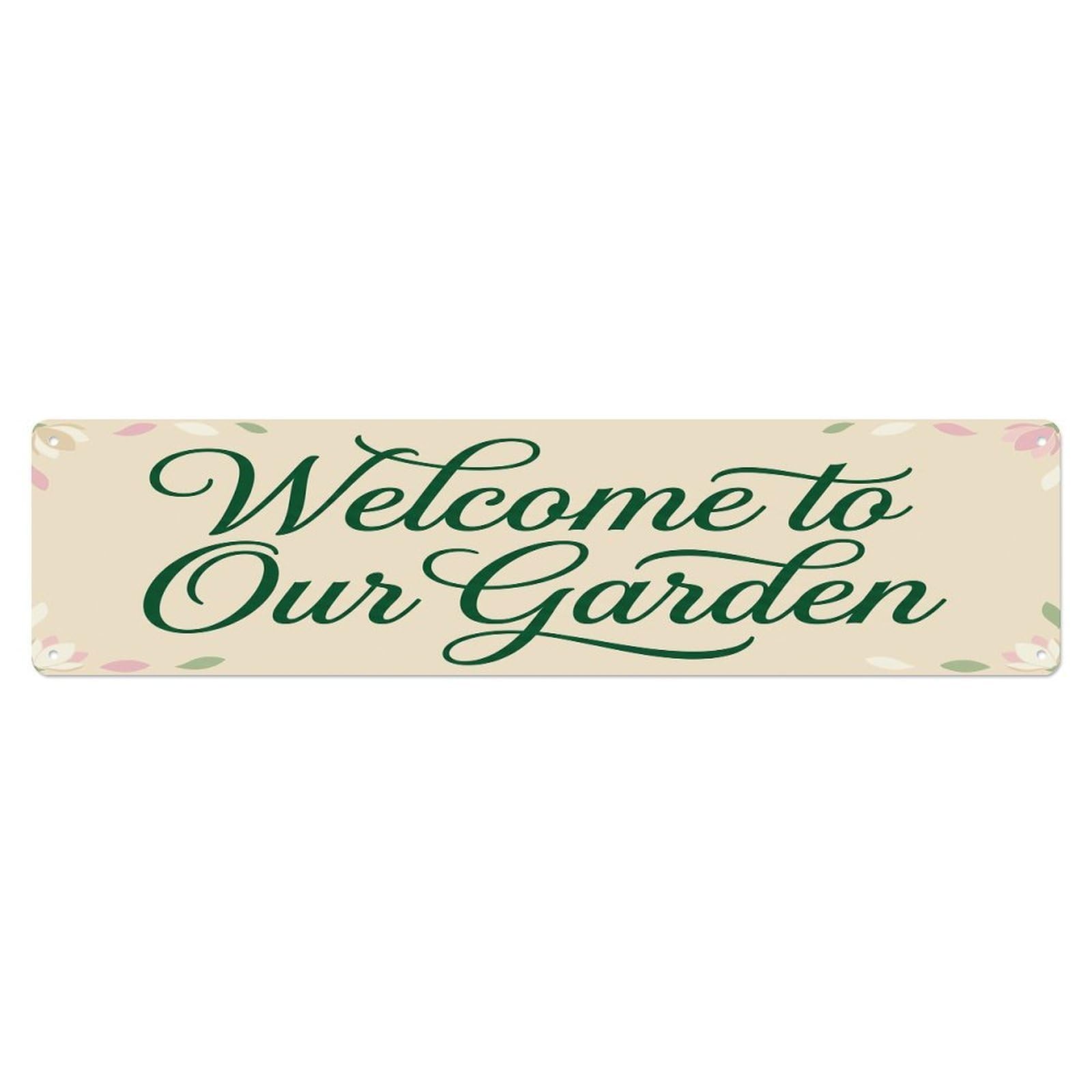 Vintage Welcome to Our Garden Magnolia Metal Tin Sign