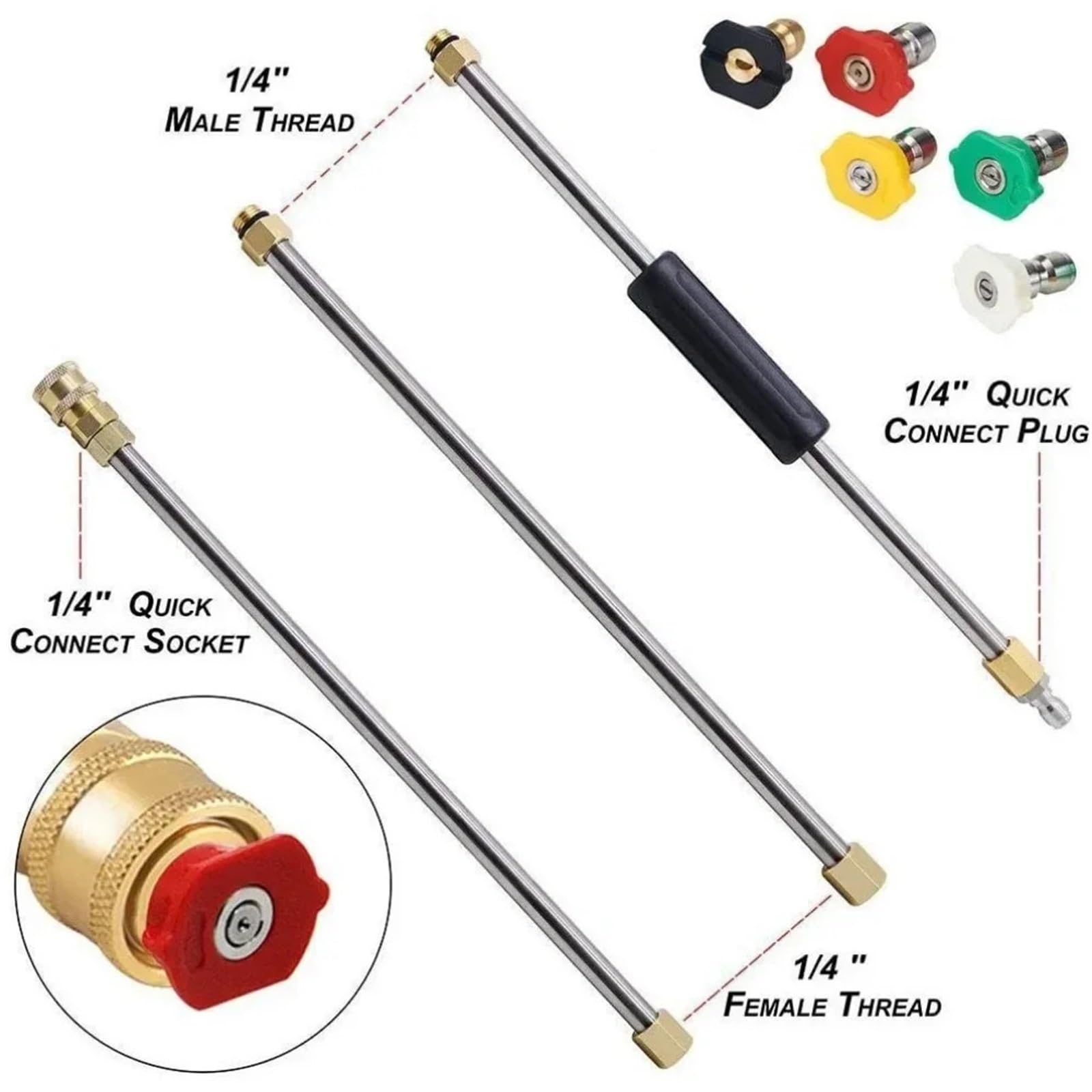 Boquilla extensora de Alta presión for Limpiador Techo K2 - K7, extensión Espuma for Lavado, Juego Lanza, Accesorios for automóvil Adecuado para Jardines y azoteas(The Set)