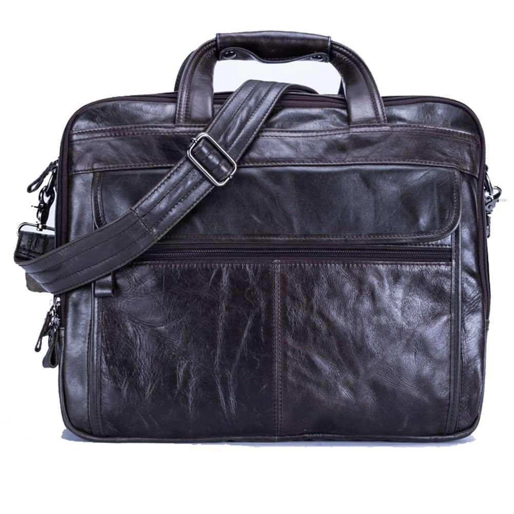 Sacoche d'affaires en cuir vintage pour homme avec bandoulière et poches