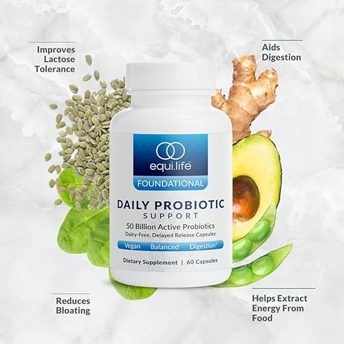 Miniatura 3 de Equilife Soporte probiótico diario, 50 mil millones de UFC, 8 cepas probióticas, suplemento de salud digestiva e intestinal para hombres y mujeres,