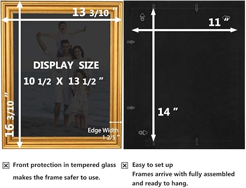 Miniatura 4 de LaVie Home Marcos de fotos de 11 x 14 pulgadas (1 unidad, dorado) con plexiglás para montaje en pared