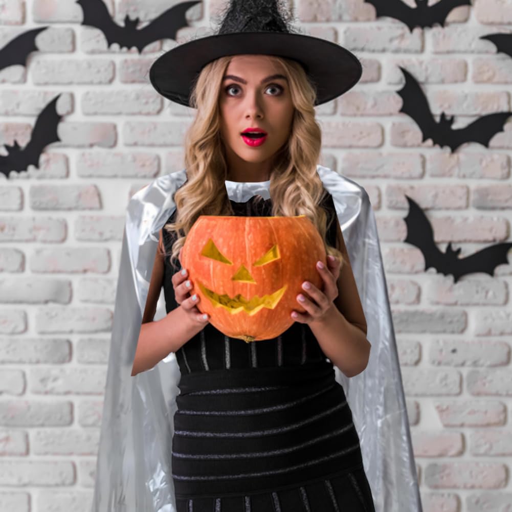CABODYALS Silver Halloween Costume Cape Adult Shiny Costumes King Royal Queen Capes Poncho Soild Metallic Cosplay Polyester Cloak Robe for Women Man Party Christmas Celebrations Performances Accessory - Image 3