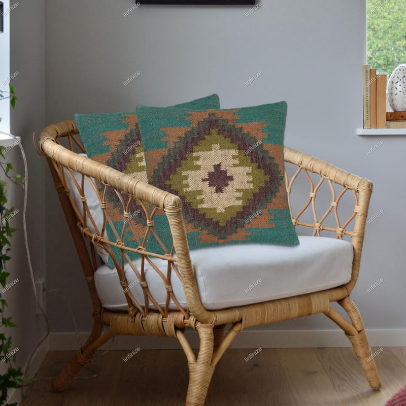 Coussin bohème en jute et laine pour canapé | Ambiance salon chaleureuse