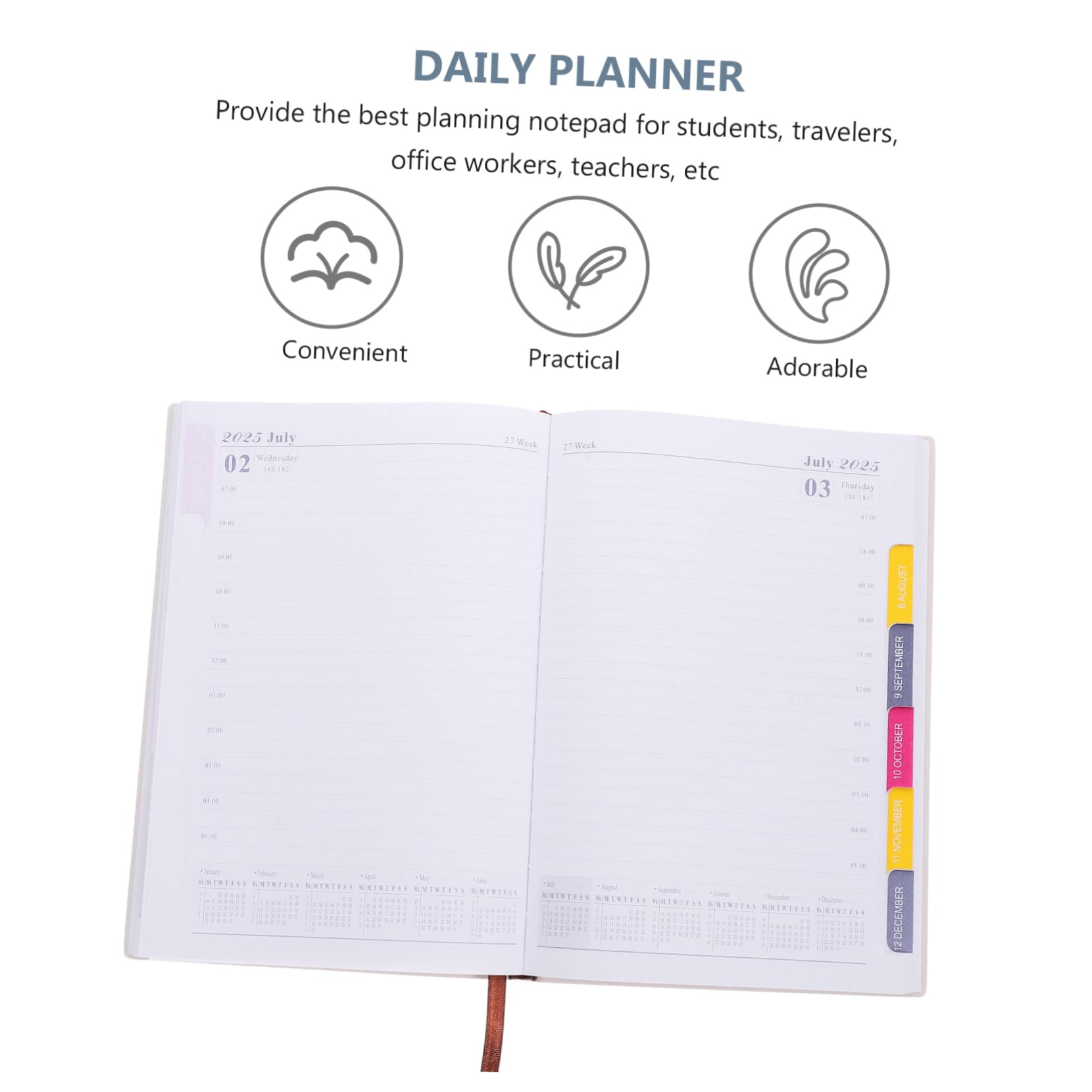 DOITOOL 3 Pièces Agenda Pratique et Compact Carnet Délicat pour Planification Journalière et Prise de Notes Bureau et Voyage