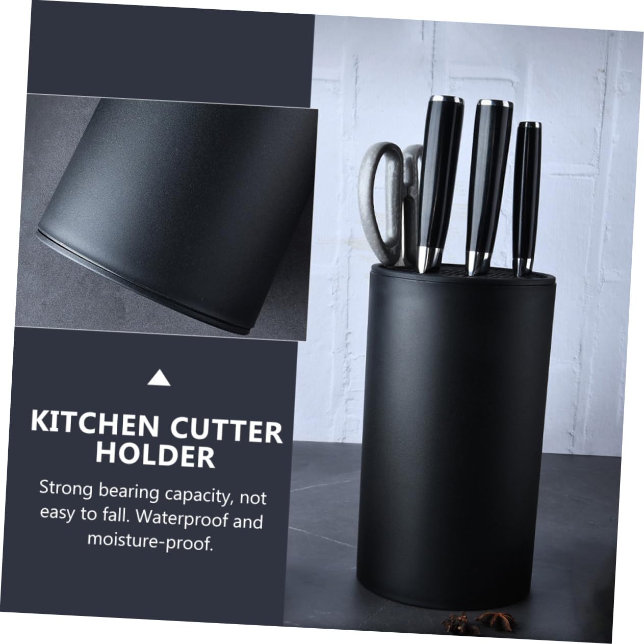 Porta Coltelli in Plastica Nero 1 Pezzo, Supporto Cucina PP