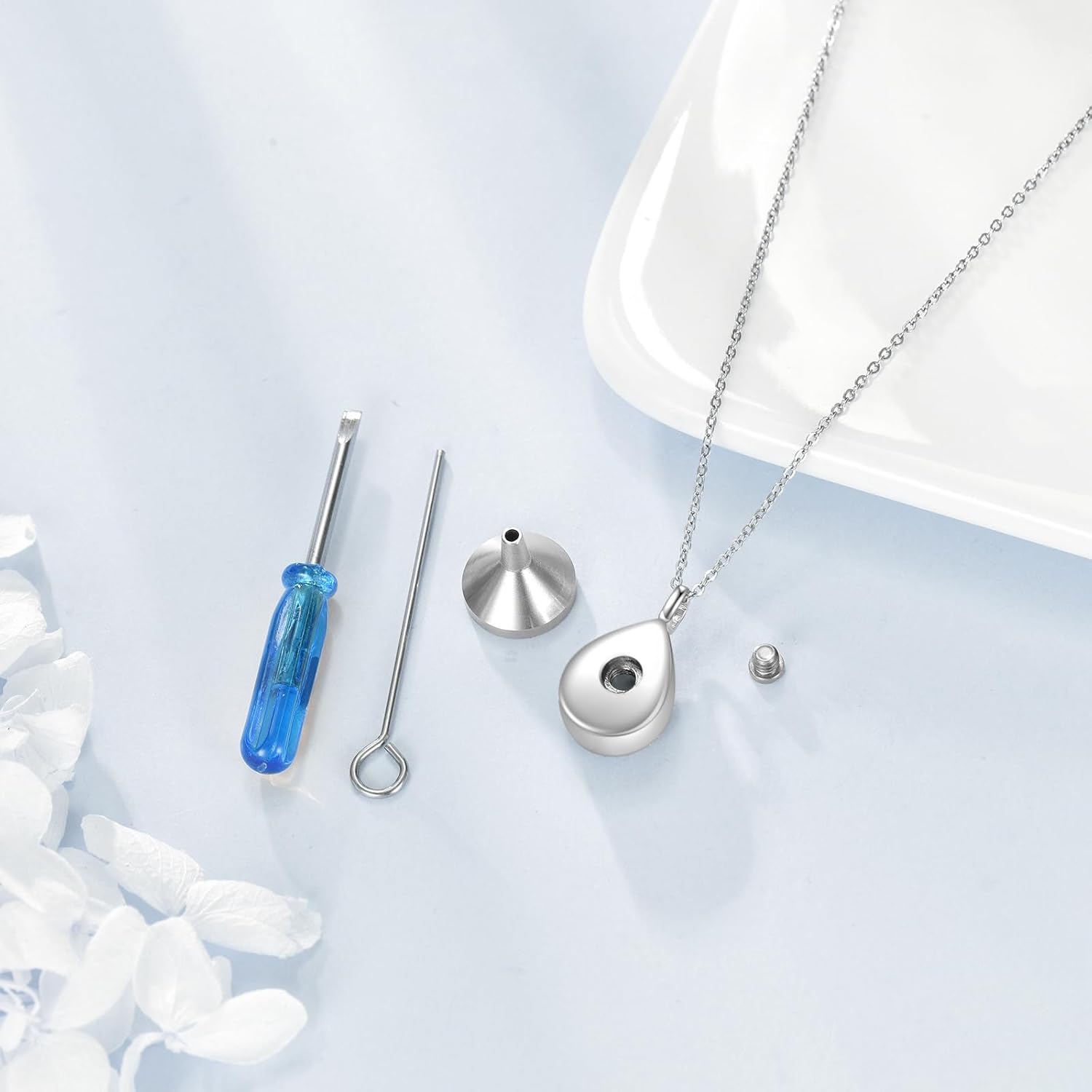 Teardorp Opal Urn Necklace for Ashes S925 Sterling Silver Keepsake Necklaces Memorial Pendant Cremation Jewelry Gifts for Women - Image 3