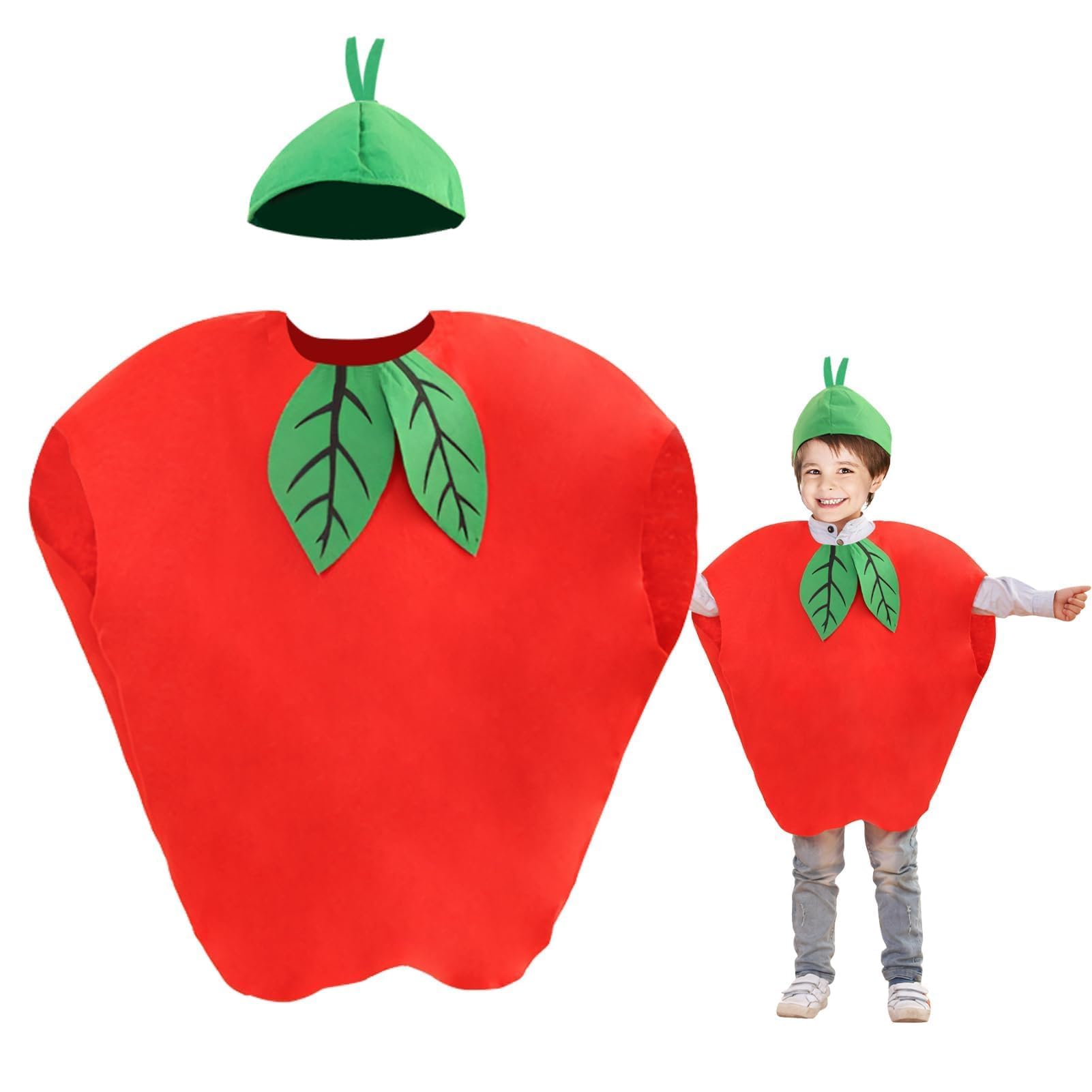Uoww Fruit Costumes Boys and Girls Fancy Dress Outfit Dress Up, Apple Costumes Suitable for Halloween, Christmas, Theme Partes and Role-Playing