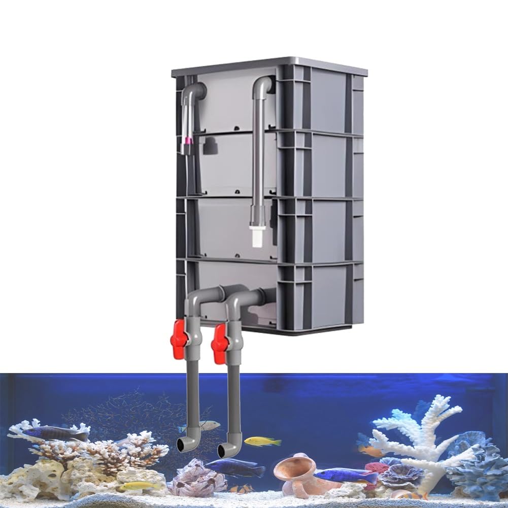 Aquariumfilter – Großes Aquariumfilter-Set mit Wasserfall und Einstellbarer Durchflussrate, Außenfilter zum Selbstbauen für die Wasserzirkulation in Aquarien und Teichen (40 x 30
