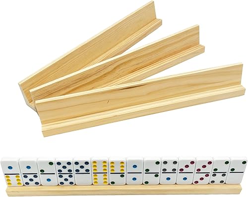 Miniatura 1 de SUTIMSHE Domino Holders TraysDomino Tile Racks for Crafts - DIY Wood Gift - Mexican Train Mahjong Chicken Foot and Other Domino Games