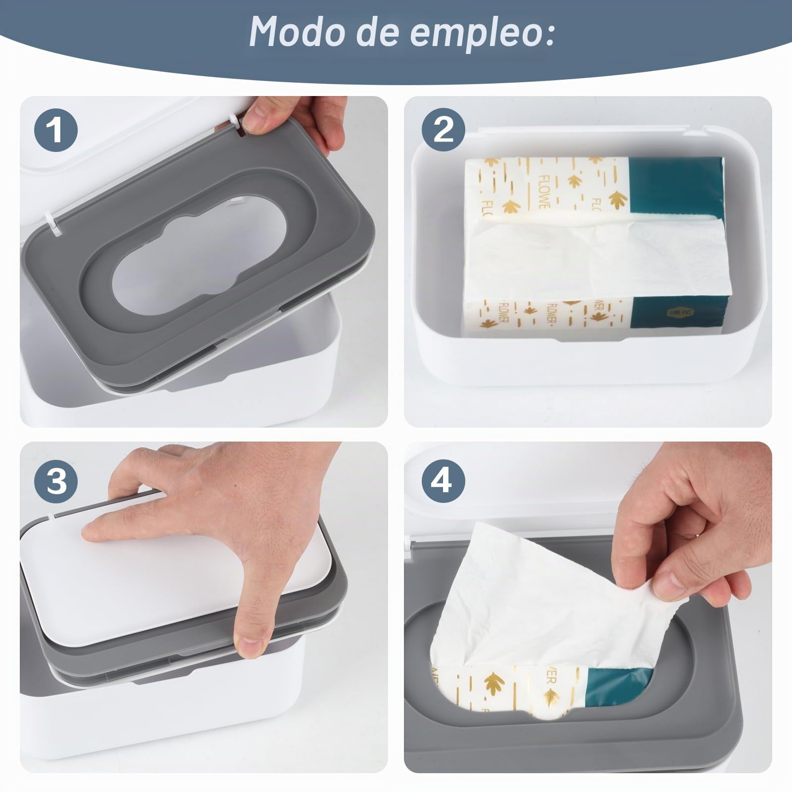 Paquete de 2 cajas dispensadoras de toallitas húmedas, dispensador de toallitas húmedas de plástico para uso en bebés y inodoro, caja de almacenamiento de papel higiénico húmedo, servilletero para el