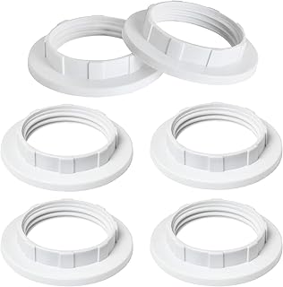 E12 Lamp Shade Collar Rings LUORNG 6PCS White E12 E14 Threaded Lamp Shade Holder Adapter, Retainer Lock Socket Replacement, E14 Small Night Light Holder