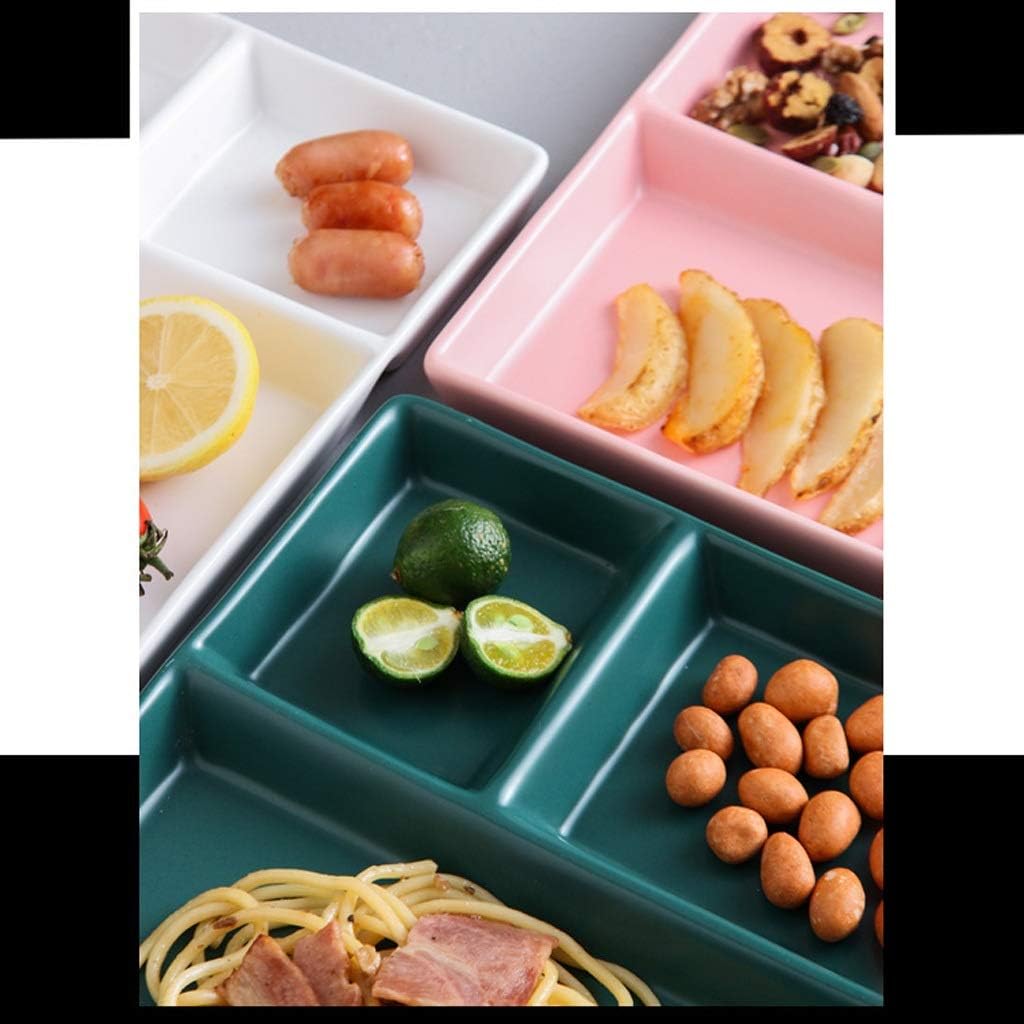 Dipping Bowls Ceramic Grid Flavor Plate Tableware Three Grid Appetizer Plate Snack Plate Snack Plate Snack Tray Sauce Plate Appetizer Plates (Color : A) (D)