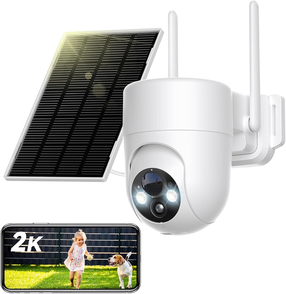 SEHMUA caméra solaire Wi‑Fi 2K