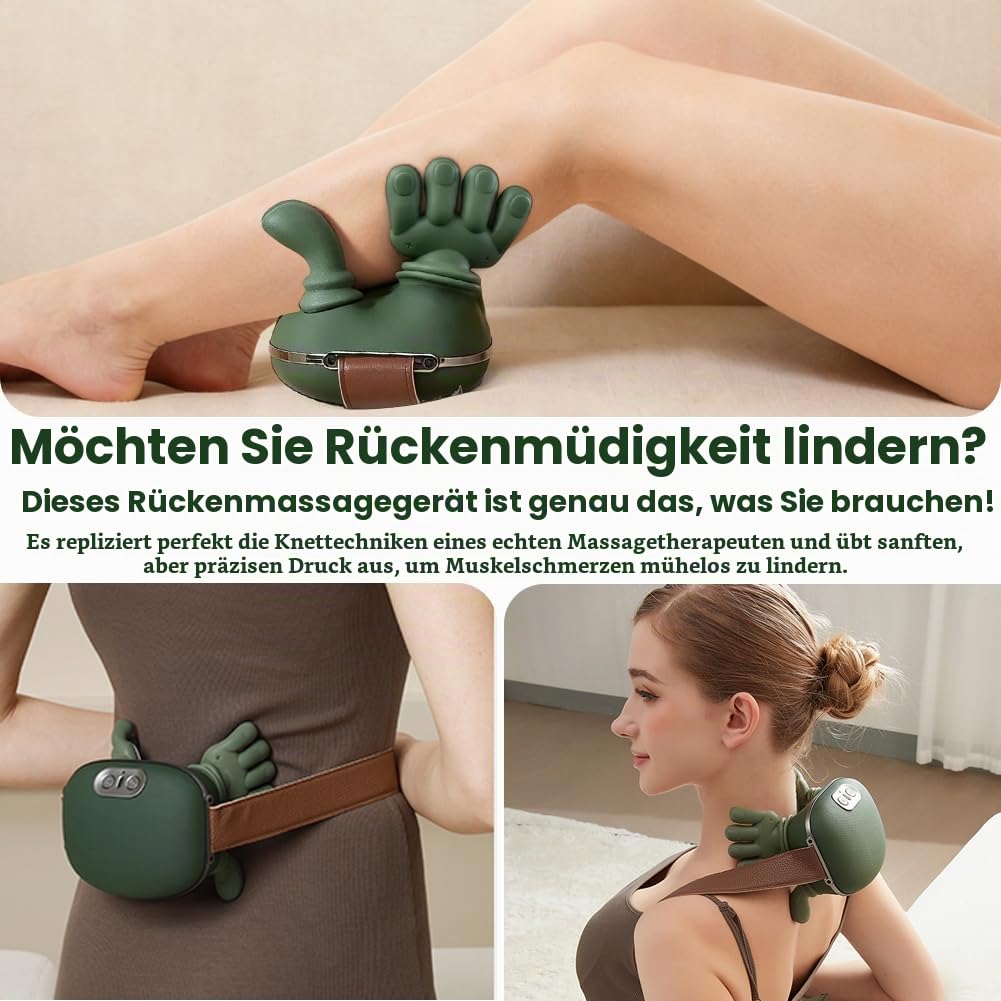 4D Bionische Hand Nackenmassagegerät, Massagegerät Nacken mit 3 Stufen und 2 Temperaturstufen Wärme für Rücken und Nacken, Tragbares Nacke-n und Schulter Shiatsu Massagegerät für Zuhause, Büro & Reise