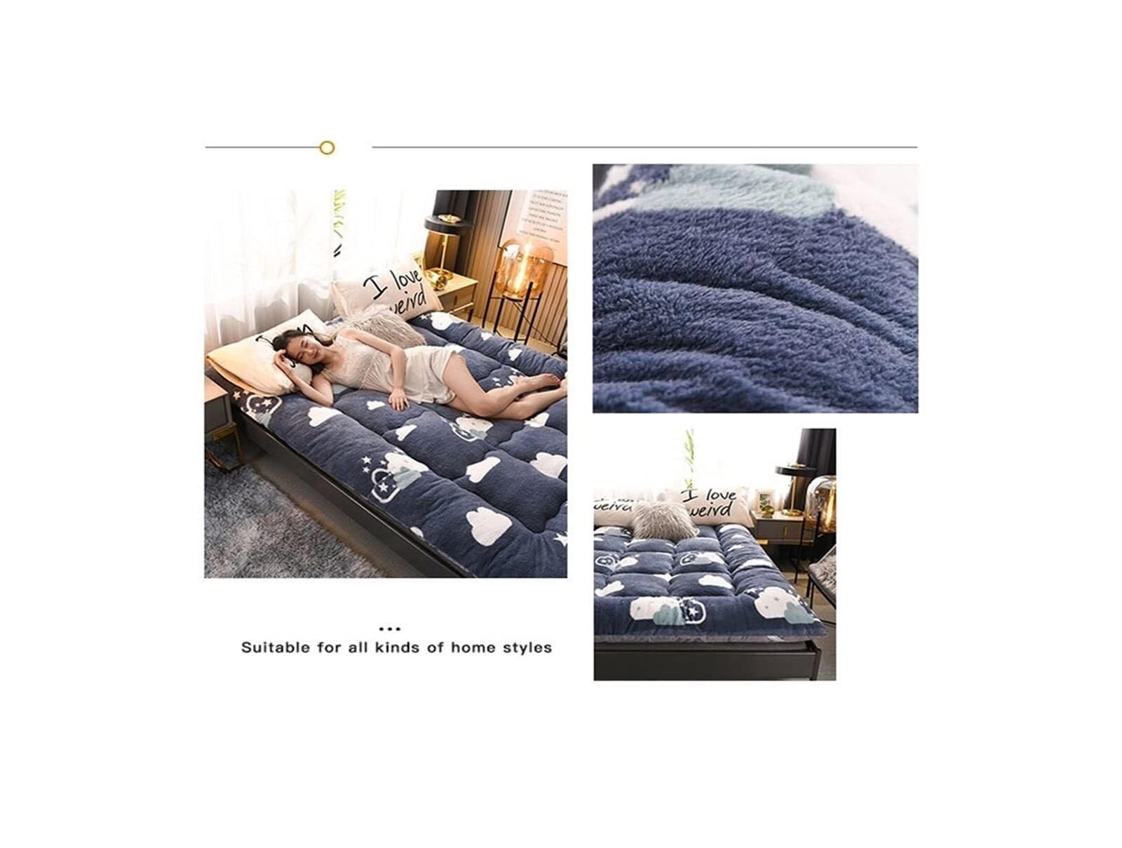 Materasso futon giapponese da pavimento, cuscino di lusso extra morbido in lana, traspirante, pieghevole, universale, quattro stagioni (90x200 cm)(B,90x200 cm)