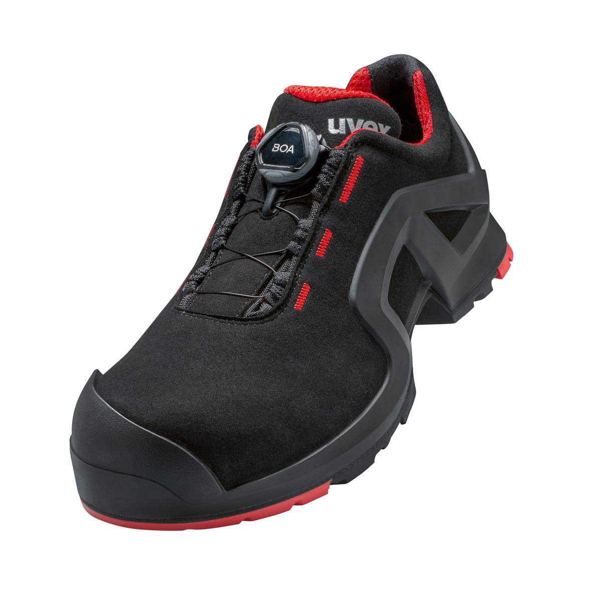 Uvex 1 X-tended Support Damen und Herren Halbschuh mit Boa® Fit System 6567.1 S3 SRC Weite 10 - Schwarz/Rot - Gr. 46