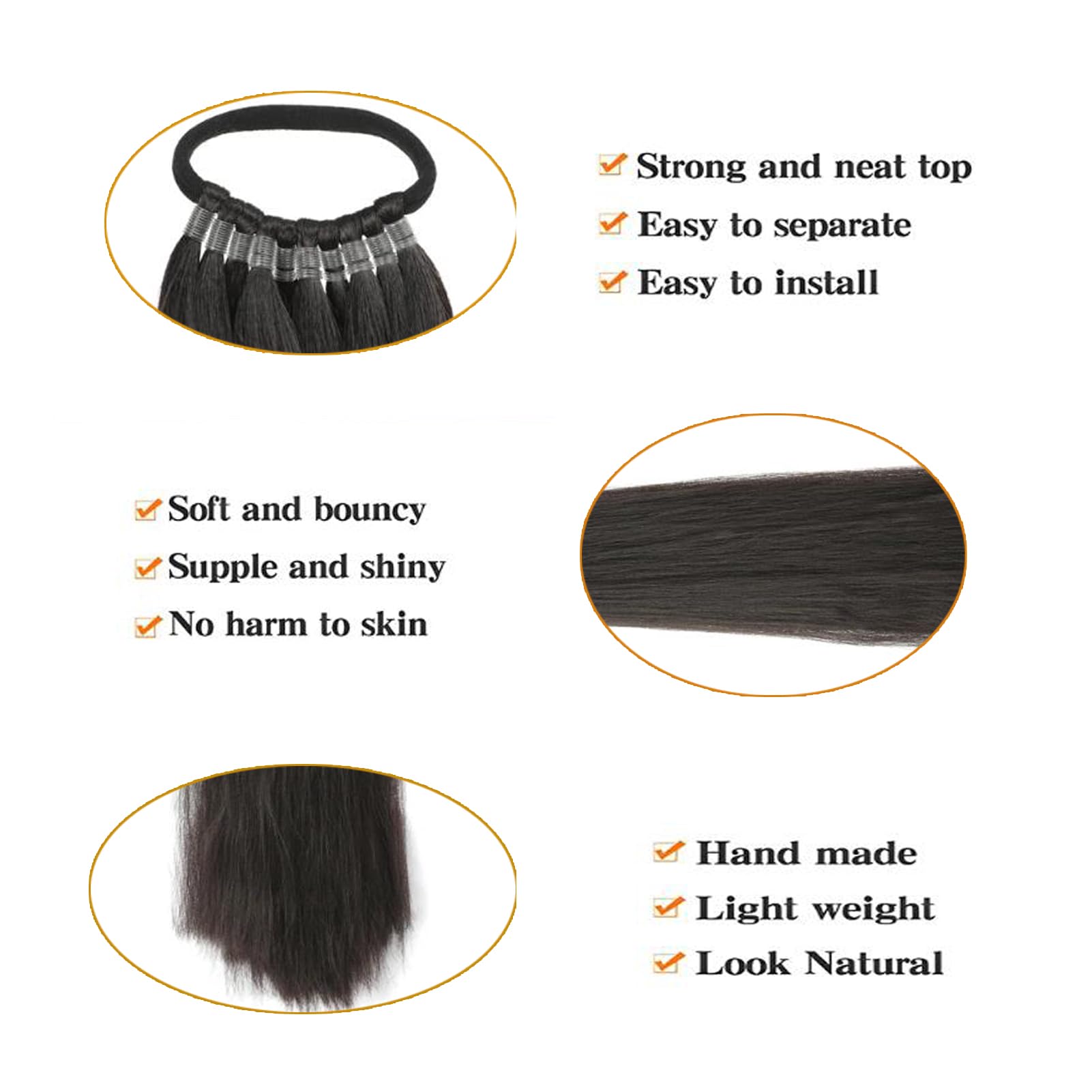 32inch Long Braid Ponytail Extension with Elastic Tie Sleek Straight Braids Ponytail Natural Soft Synthetic Hairpiece for Women Girls (#4 - Image 3