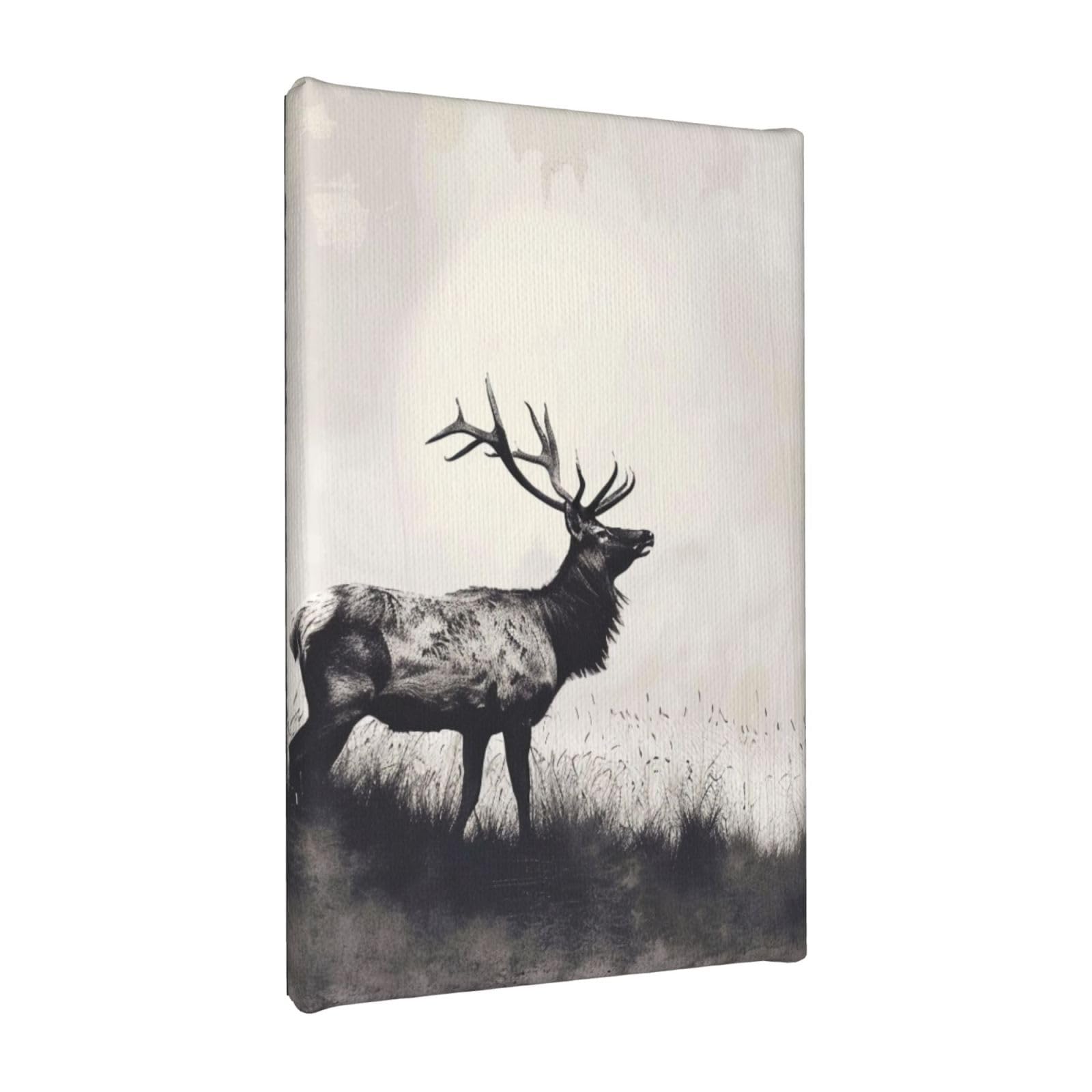 YKLJG Wild Deer Printed Wall Art Canvas Painting 20x30 CM Wooden Framed Picture Painting Artwork Prints for Bedroom Kitchen Home Office Decor