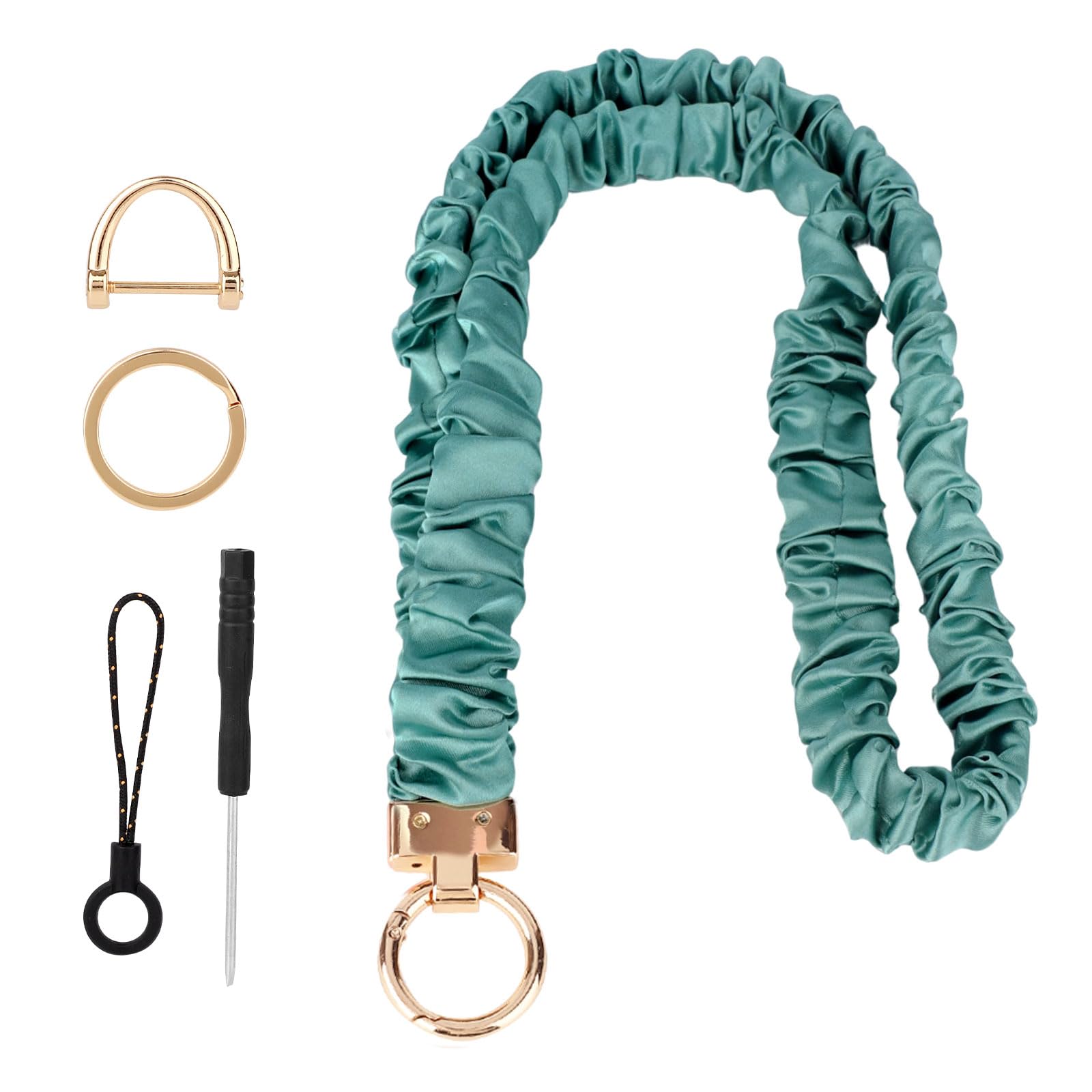 BOXOB Long Stretchy Scrunchie Lanyard with Detachable Scrunchy Chain, Adjustable Neck Cord for Smartphones ID Badges Keys Versatile Accessory for