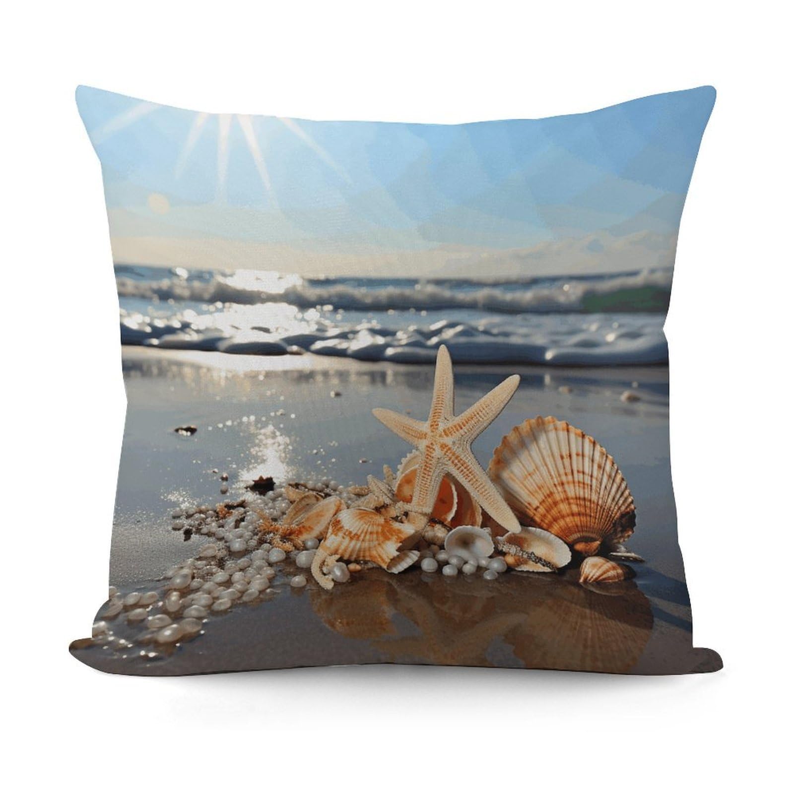 Adfgyerh Style Seashells On The Beach Decorative Pillow Covers, Throw Pillow Covers Soft For All Seasons, Pillowcases For Couch Living Room Sofa Bedroom 18X18 Inch