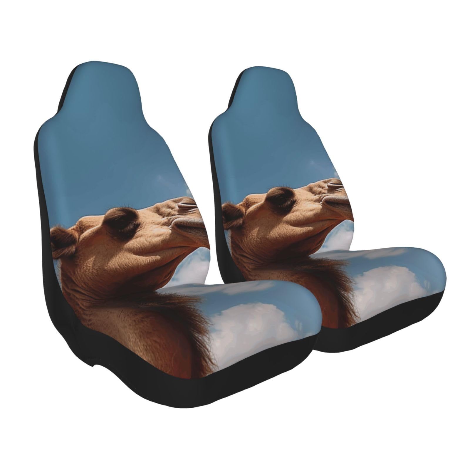 Autositzbezüge, 2 Stück, Camel mit Blick auf den Himmel, Sitzbezüge für Vordersitze, Universal-Sitzschoner, Autositzmatte mit Gummiband, Autozubehör, 2 Stück