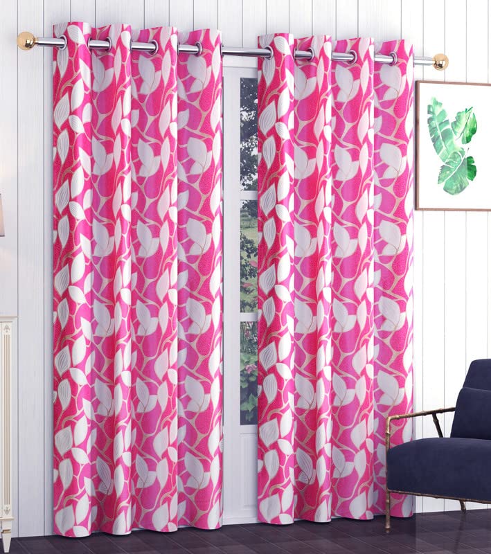 Exporthub Set of 2 Piece Heavy Quality Pink Color Floral Design Digital 3D Printed Eyelet Long Door Curtains - Long Door - 9 feet Long for Living Room and Bedroom (EHSPR882_94) (B0BC1QS8S4) Amazon Price History, Amazon Price Tracker