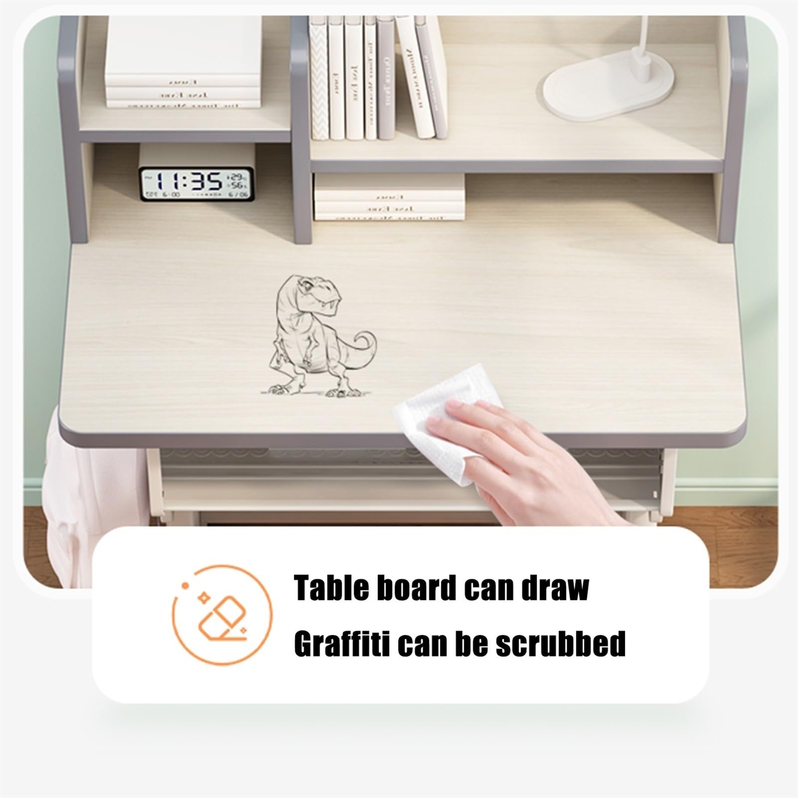 Schreibtisch- Und Stuhl-Set Kinder-Arbeitstisch Höhenverstellbarer Schreibtisch Kinder-Arbeitszimmer Mit Großer Schublade Integriertem Bücherregal (Color : C, S : 70 * 50CM)