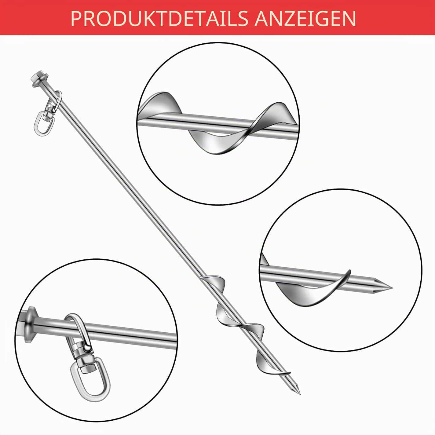 Zeltheringe zum Einschrauben, 30 cm, 16-teiliges Set mit T-Griff, Sechskantschlüssel und Bohrer, robuste Erdspieße für Wohnmobil, Schuppen, Trampolin