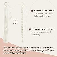 Vista 82 de BARSDAR Extensión de Cola de Caballo Trenzada de 30 Pulgadas de Largo - Extensiones de Cabello de Cola de Caballo Trenzada Rubia Recta Envolvente