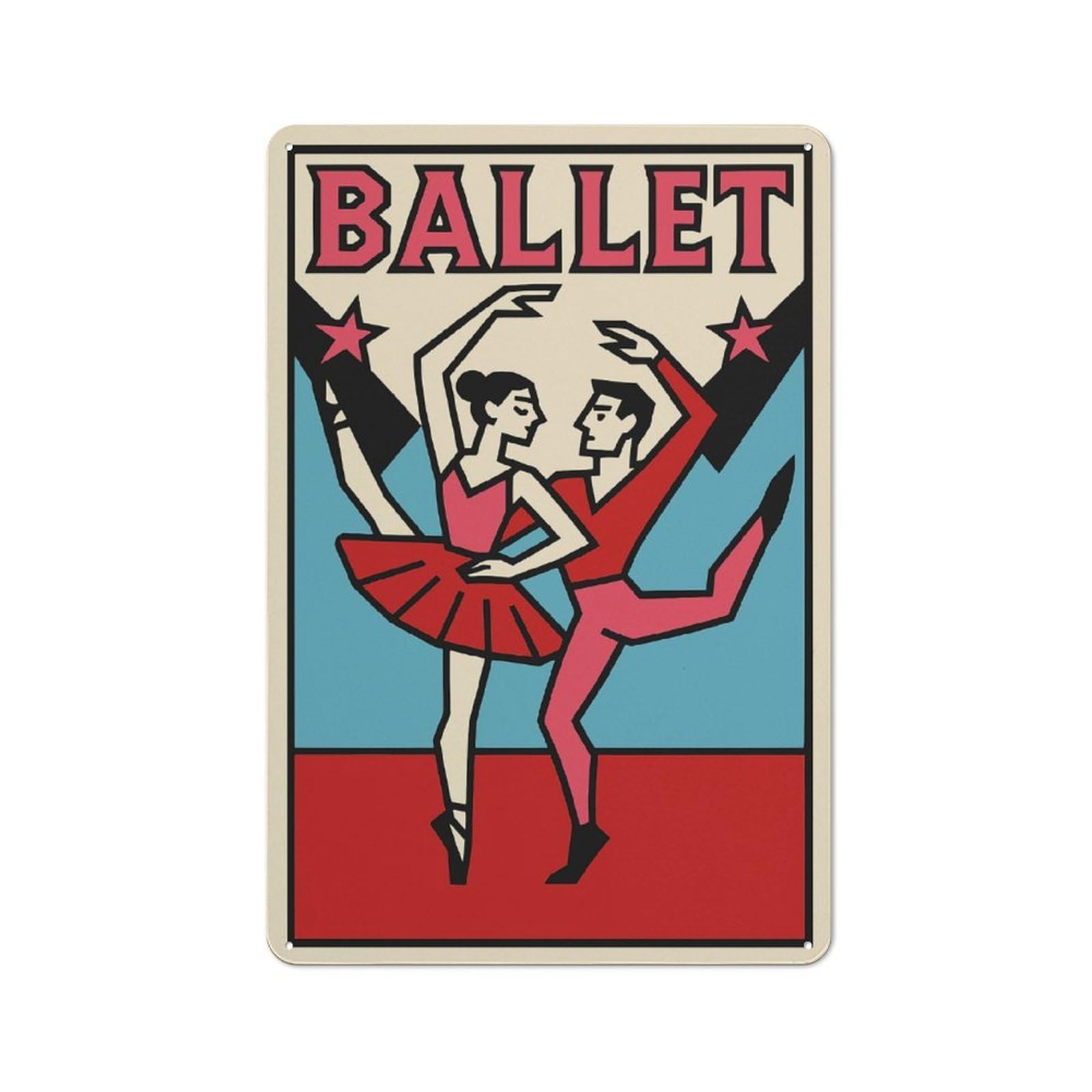 Junmoney Style-3 For Café Or Restaurant, Ballet Dancers Retro Metal Sign 30X20cm, Gift For Café Owners And Decorators During The Christmas Season