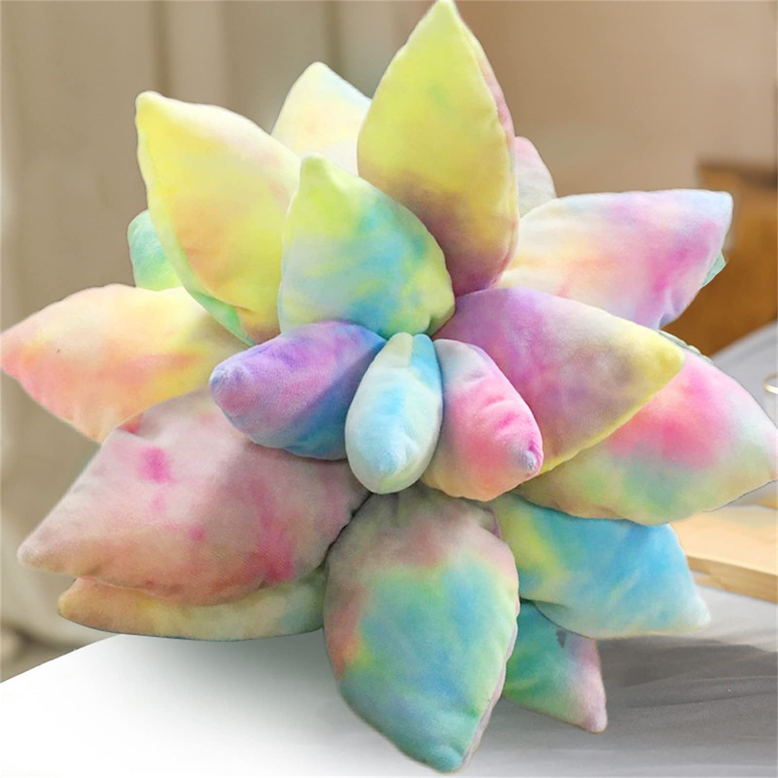 3D Succulents Cactus Pillow,Cute Pillows for Bedroom Aesthetic,10 Inch Lifelike Plush Stuffed Toys Soft Doll Creative Potted Flowers Pillow Chair Cushion Gift for Girls Kids (10 inches, Rainbow)