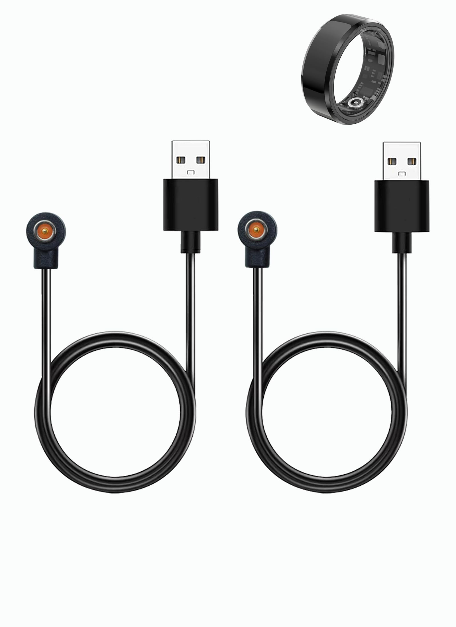 （2 Pack） Charging Cable for Duobuy/VNEXFU Smart Ring Health Tracker,Magnetic USB Charging Cable Replacement Charger Compatible,Black.
