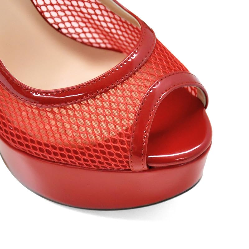 MissHeel Plateau Mary Janes - Zapatos de tacón alto con hebilla de malla