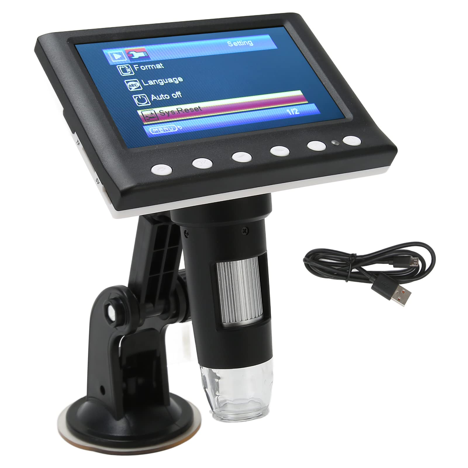 Microscopio Digitale LCD da 4,3 Pollici, Zoom 1000X con 8 Luci LED