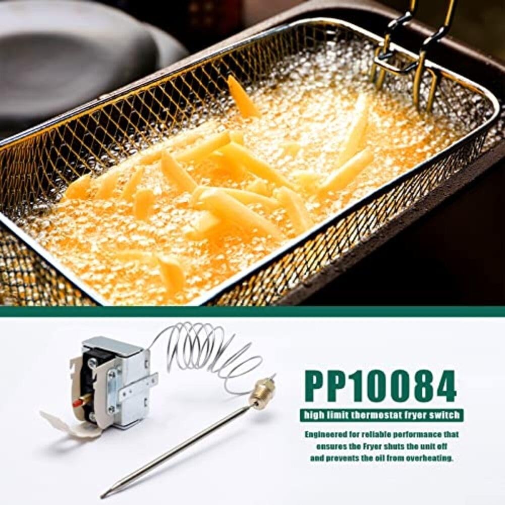 QOXEZY PP10084 Termostato de límite de alta temperatura, seguridad con límite de 232.2 °C 230 °C, para freidoras Pitco, interfaz MPT roscada, para E500D, plateado (4)