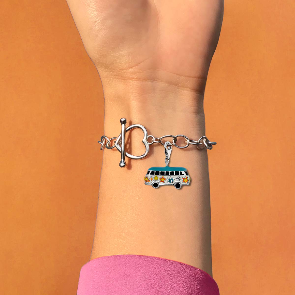 Quiges Charm con Cierre en Argent 925 Aire Tierra y Agua para Pulseras