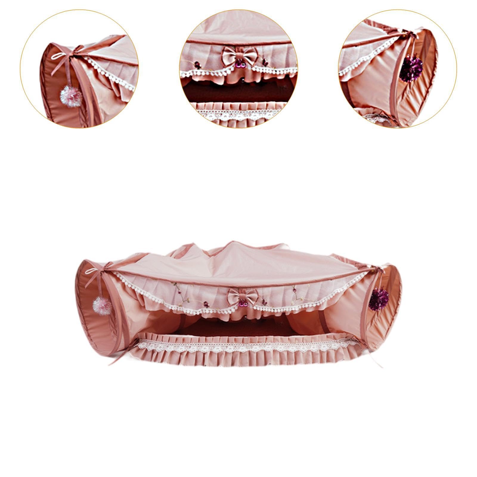 Baoblaze Tunnel pour Chat 2 en 1, Jouet interactif, Pliable pour Chatons, avec Tapis Amovible, pour Chiens, Lapins, Chats d'intérieur, Animaux de, Rose